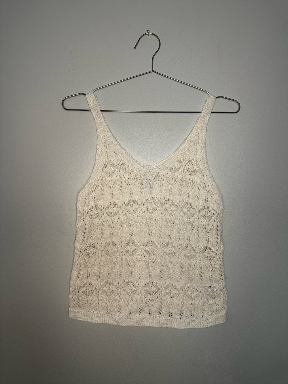A New Day Cream Crochet Knit Sweater Tank Top XS